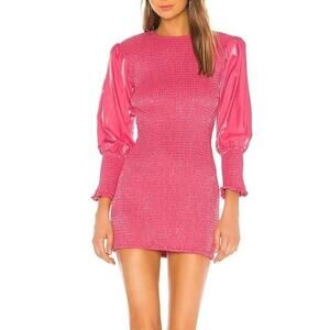 Lovers + Friends Helm Pink Smocked Mini Dress